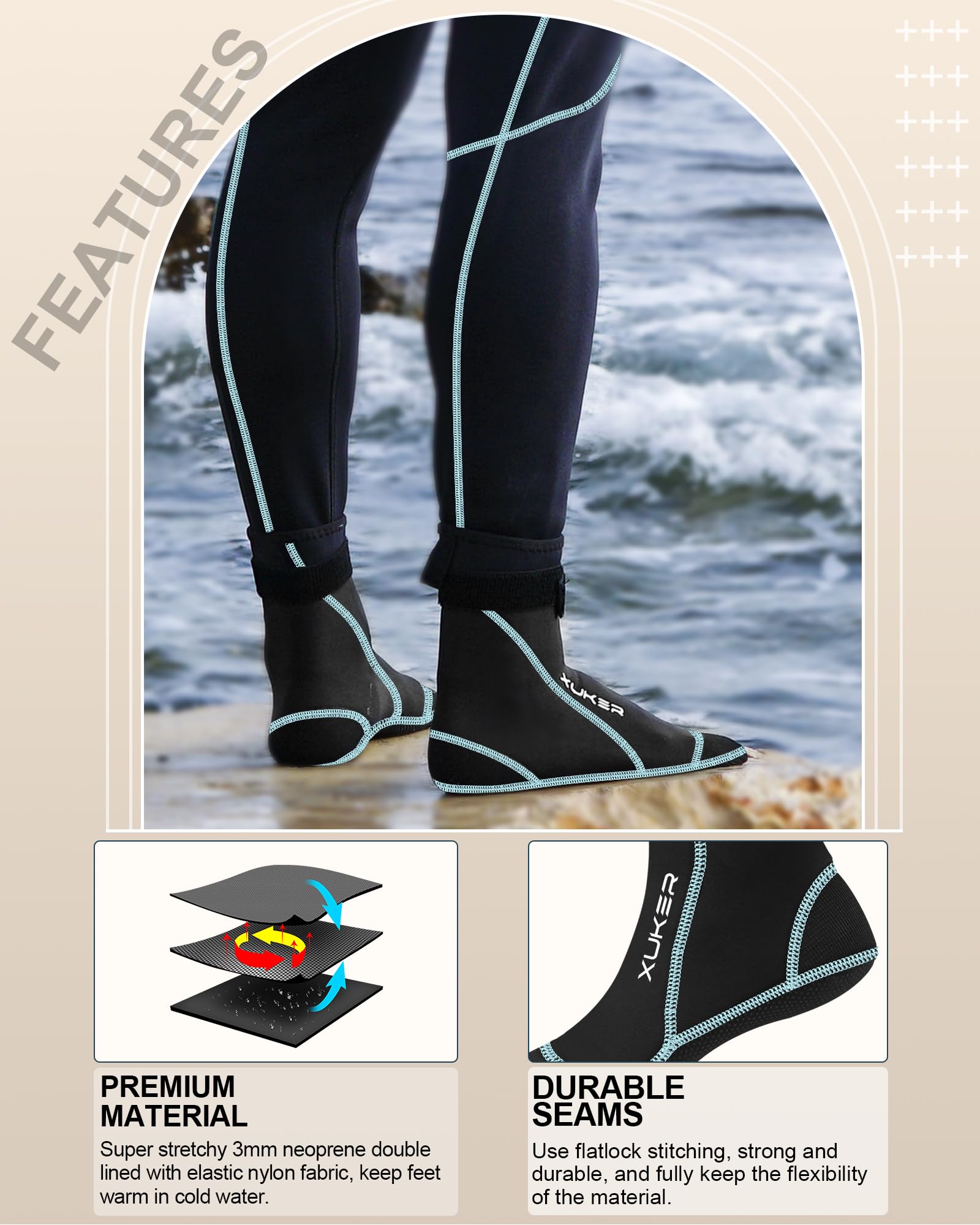 XUKER closeup of coated sole texture offering abrasion resistance