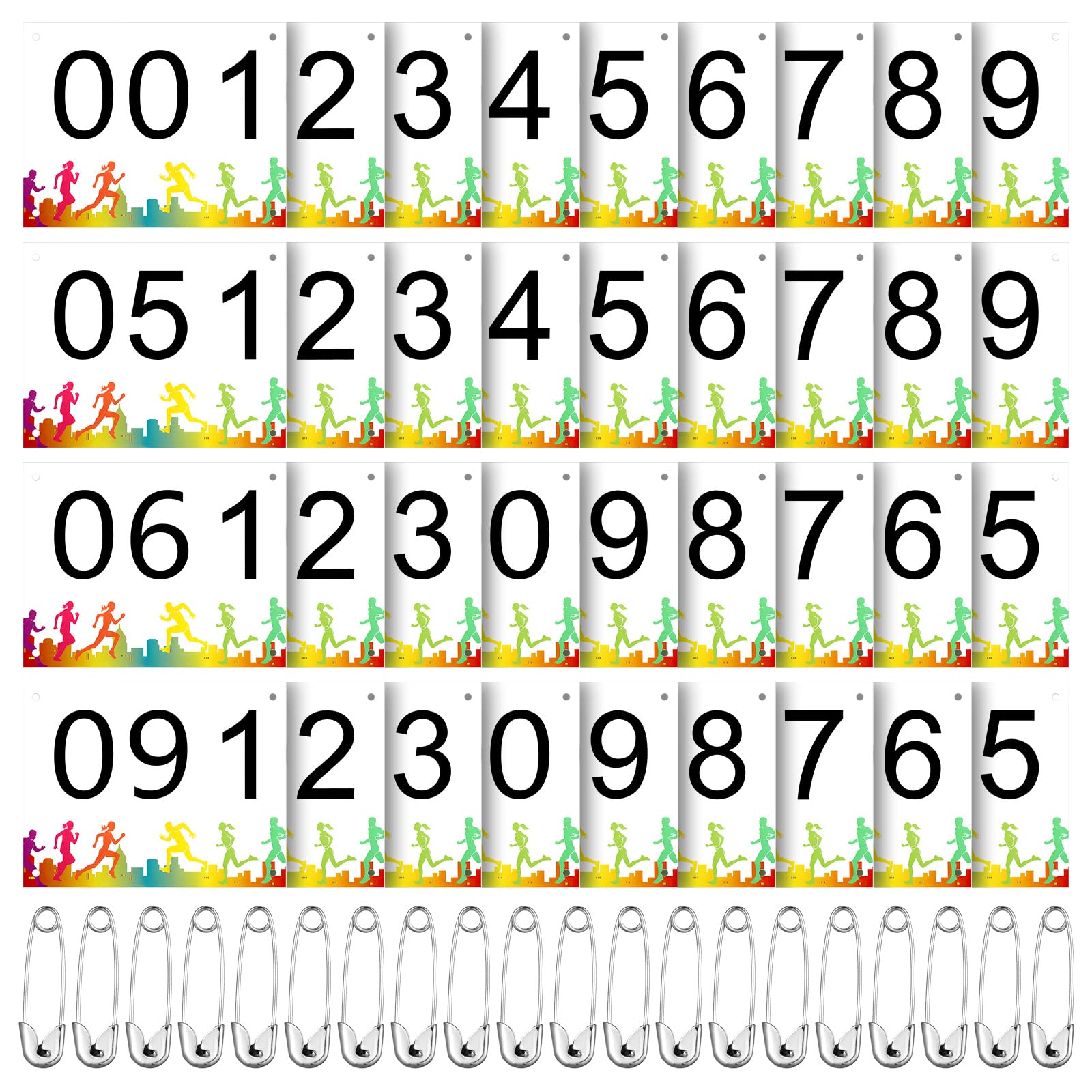XunYee front view of numbered bibs showing clear sequential numbers and colors for quick assignment