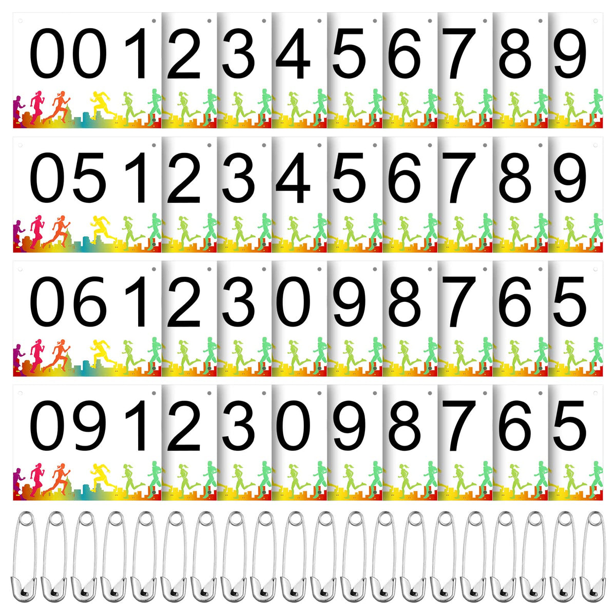 XunYee front view of numbered bibs showing clear sequential numbers and colors for quick assignment
