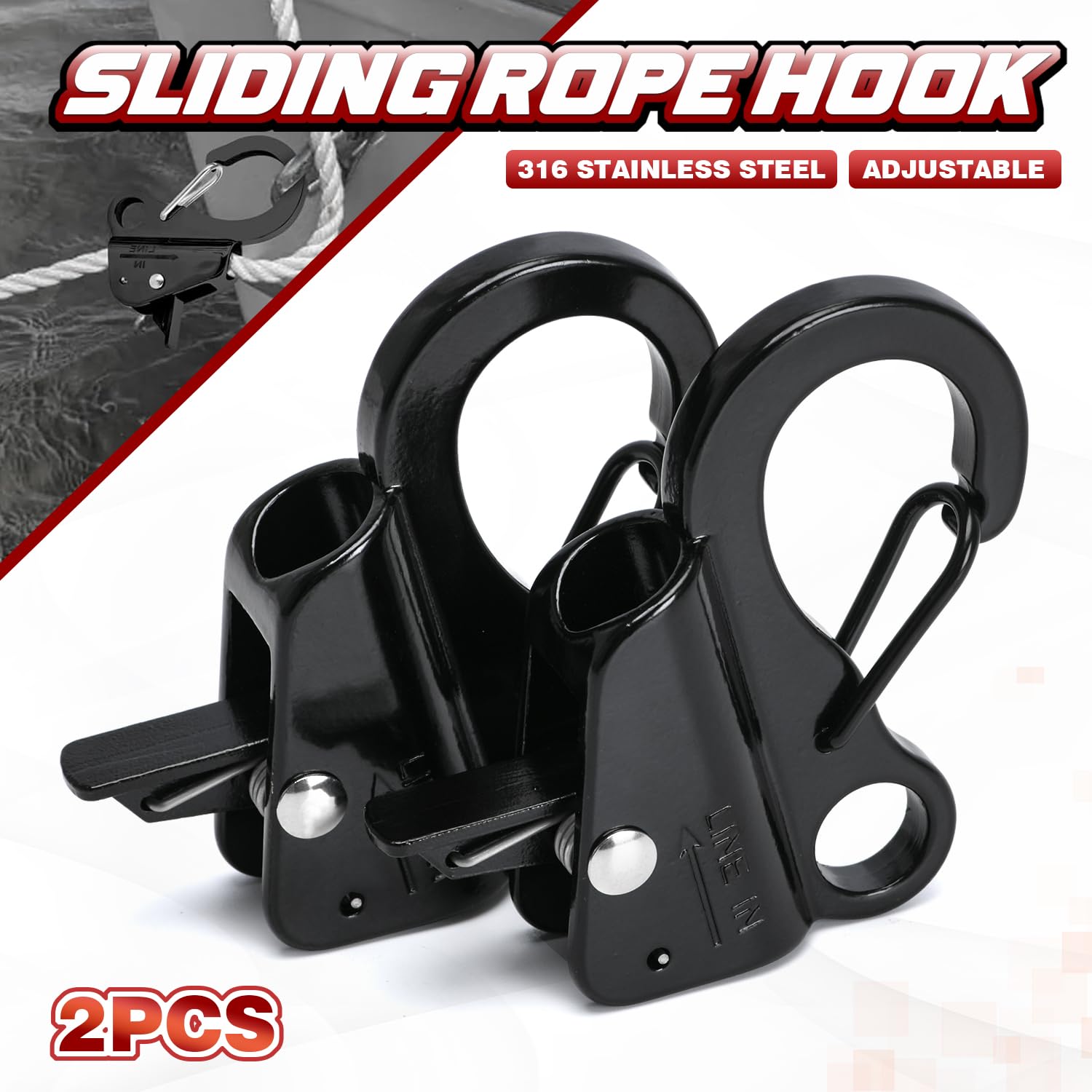 Xxamz close-up of lever and channel detail demonstrating secure rope locking