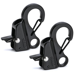 Xxamz front view of black sliding rope hook showing compact design and easy handling