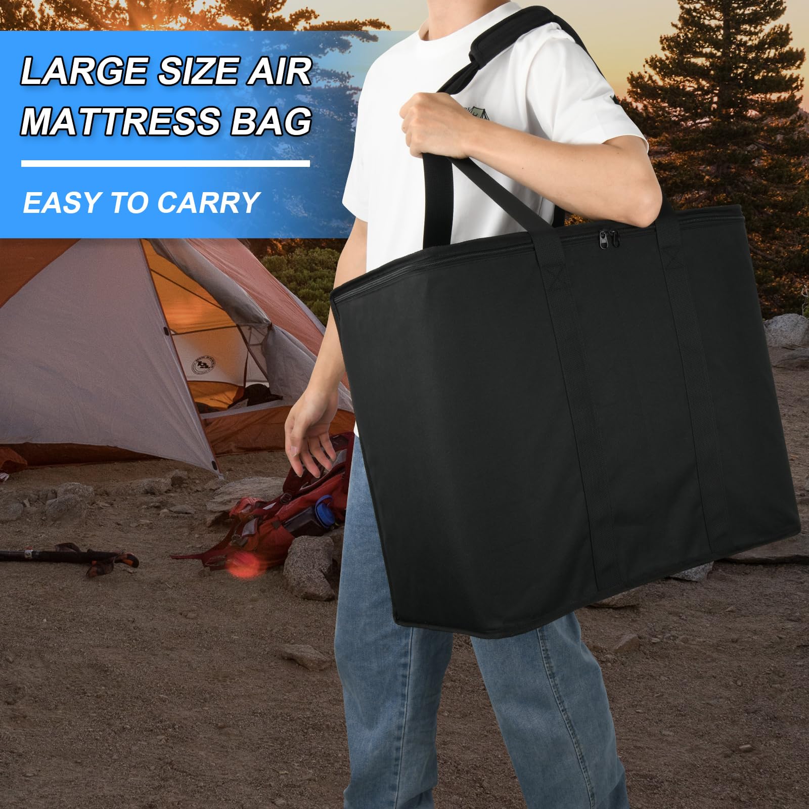 Xxerciz side view showing adjustable straps securing packed mattress