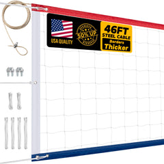 XXXYYY front view of regulation 32x3FT net showing durable construction and portability benefit