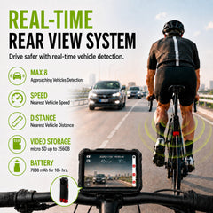 XYBERVU VeloScope mounted on road bike handlebars for hands-free rear monitoring on rides