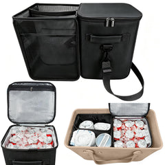 XYFuuee front view of 2-in-1 cooler organizer showing compact carry benefit