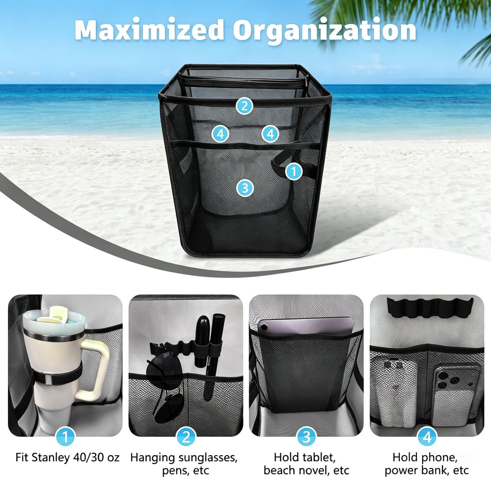 XYFuuee inserted in a Bogg bag at the beach keeping items tidy and protected