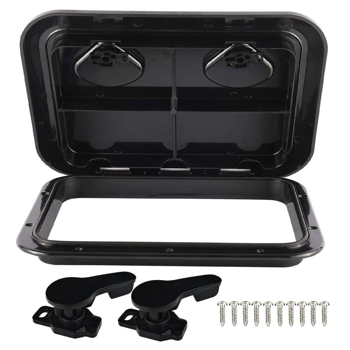 YaeMarine front view hatch shows flush black frame and neat finish