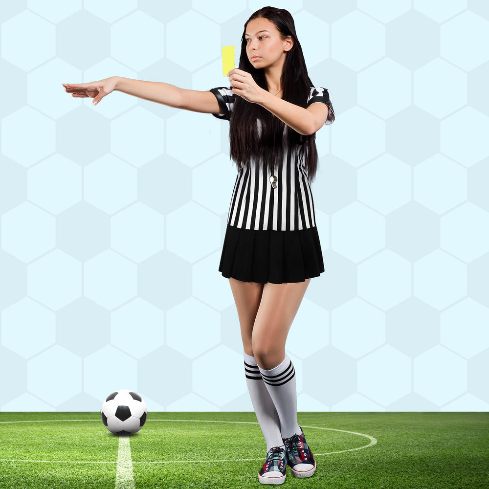 Yahenda model wearing full referee outfit useful for Halloween parties