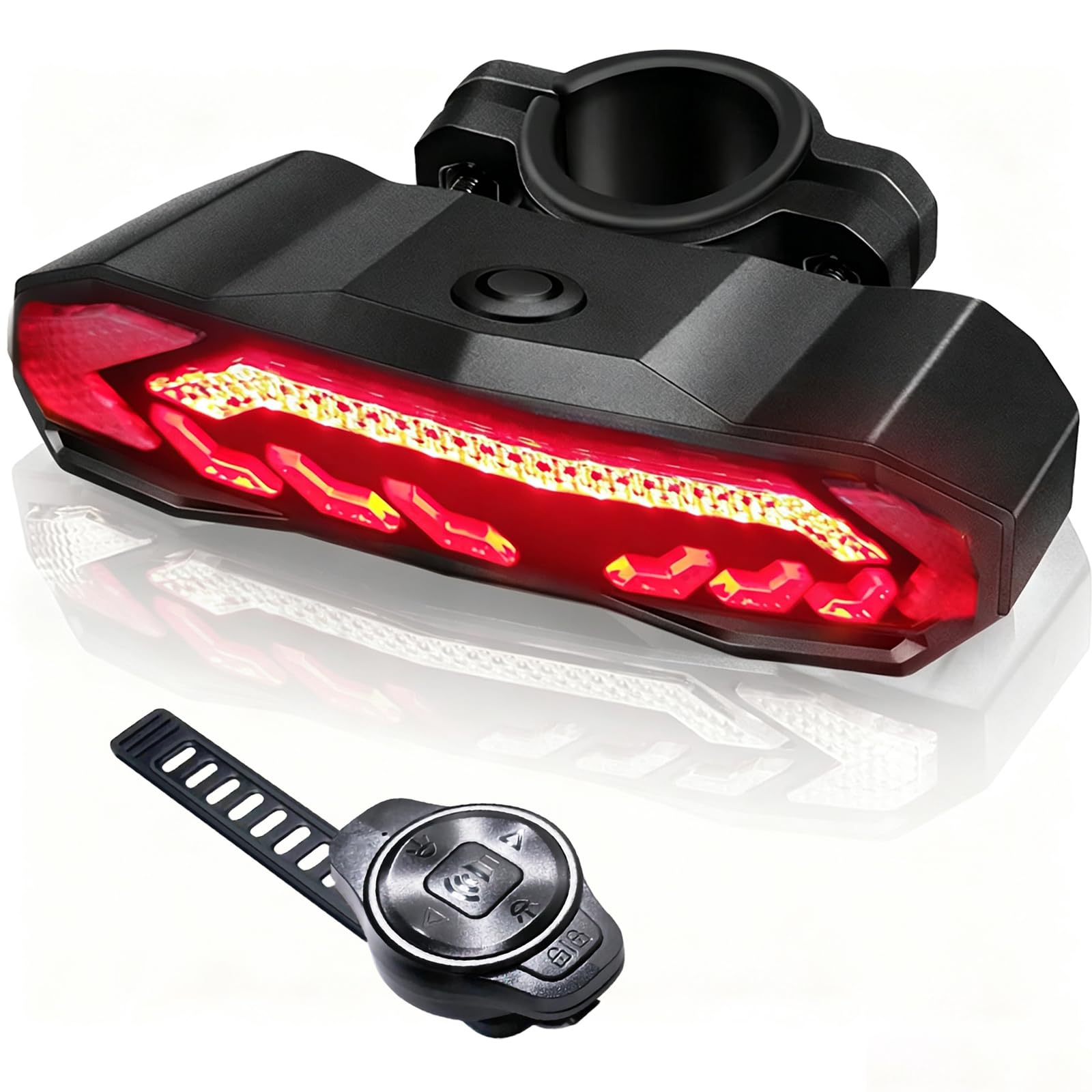 Yakalla rear light front view showing controls and mount for clearer visibility