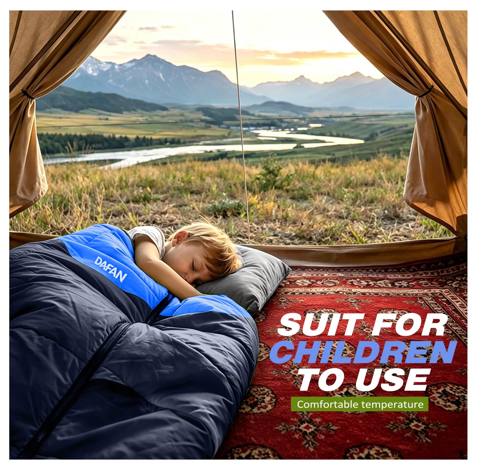 YANLIFY sleeping bag strapped to backpack for lightweight portability on trails
