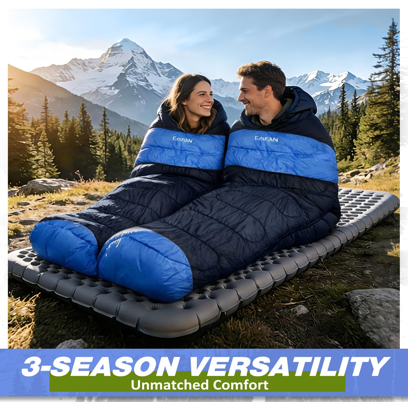 YANLIFY sleeping bag set up at campsite to show real-world outdoor use and convenience