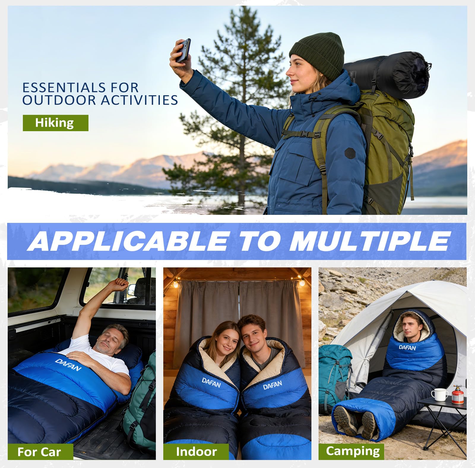 YANLIFY sleeping bag opened flat as blanket demonstrating versatile envelope design