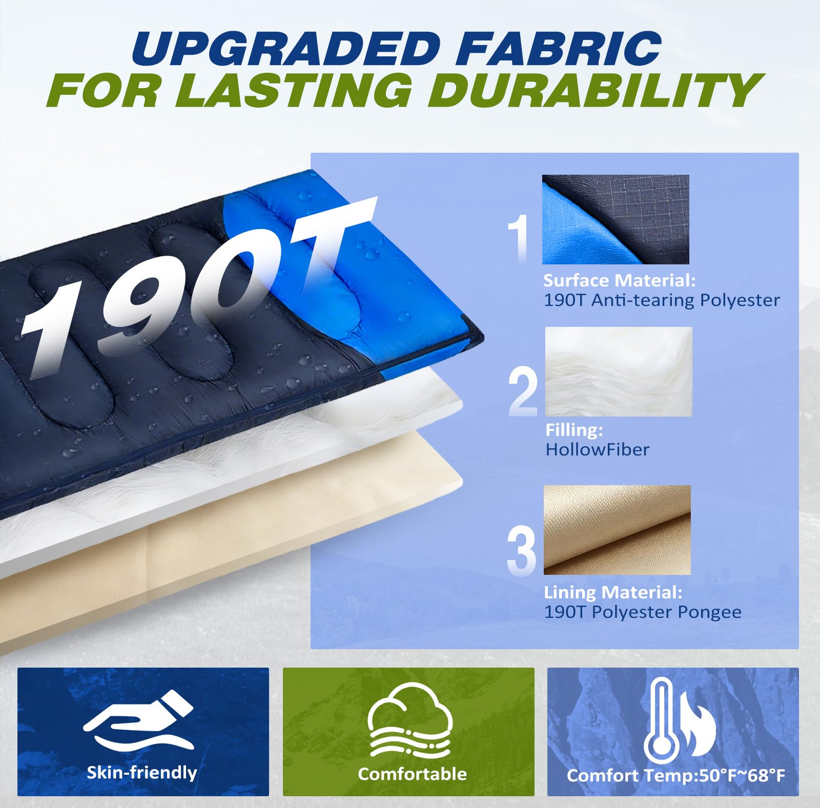 YANLIFY pongee lining detail showing soft interior surface for comfortable sleep