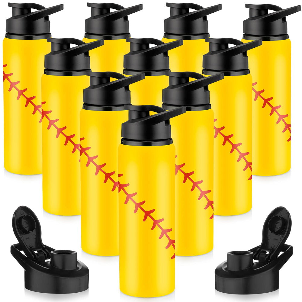 Yaomiao front view of softball tumbler showing logo and durable aluminum finish benefit