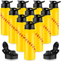 Yaomiao front view of softball tumbler showing logo and durable aluminum finish benefit