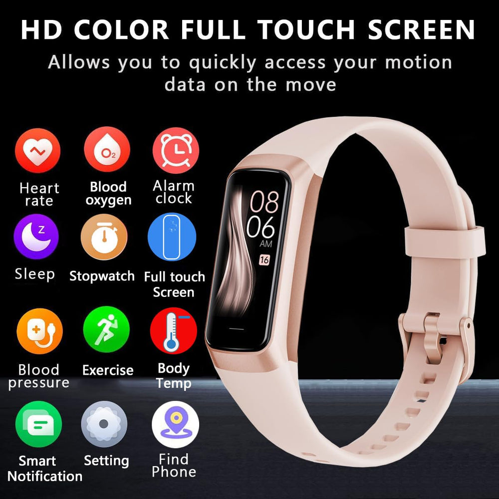 YBYHFAA closeup of 1.1 inch AMOLED screen displaying watch face, vivid color benefit