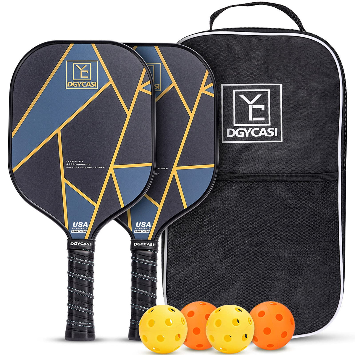 YC DGYCASI front packaging showing full two-paddle kit and bag for easy transport