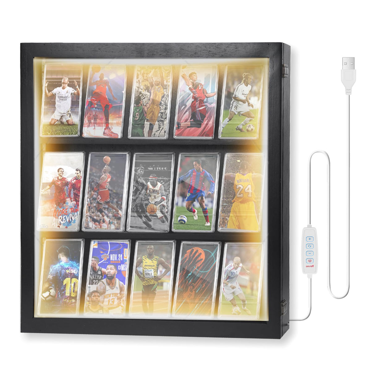 YeeBeny front view of display case showing organized card presentation and protective design