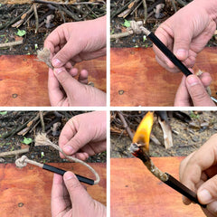 Yeeseok ferro rod close-up with wooden handle for secure grip