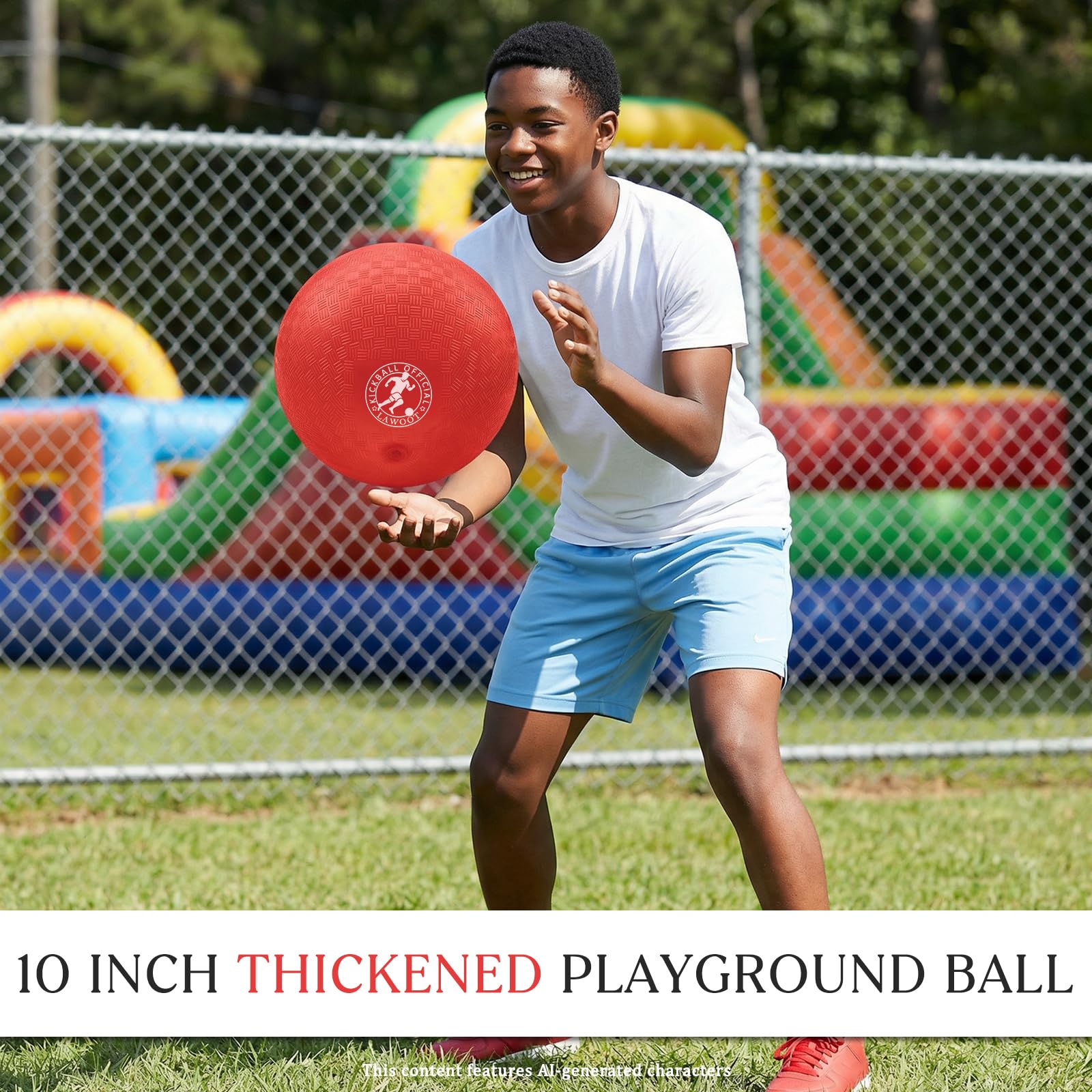 Yelaonen ball mid-kick during playground game demonstrating durable bounce and playability