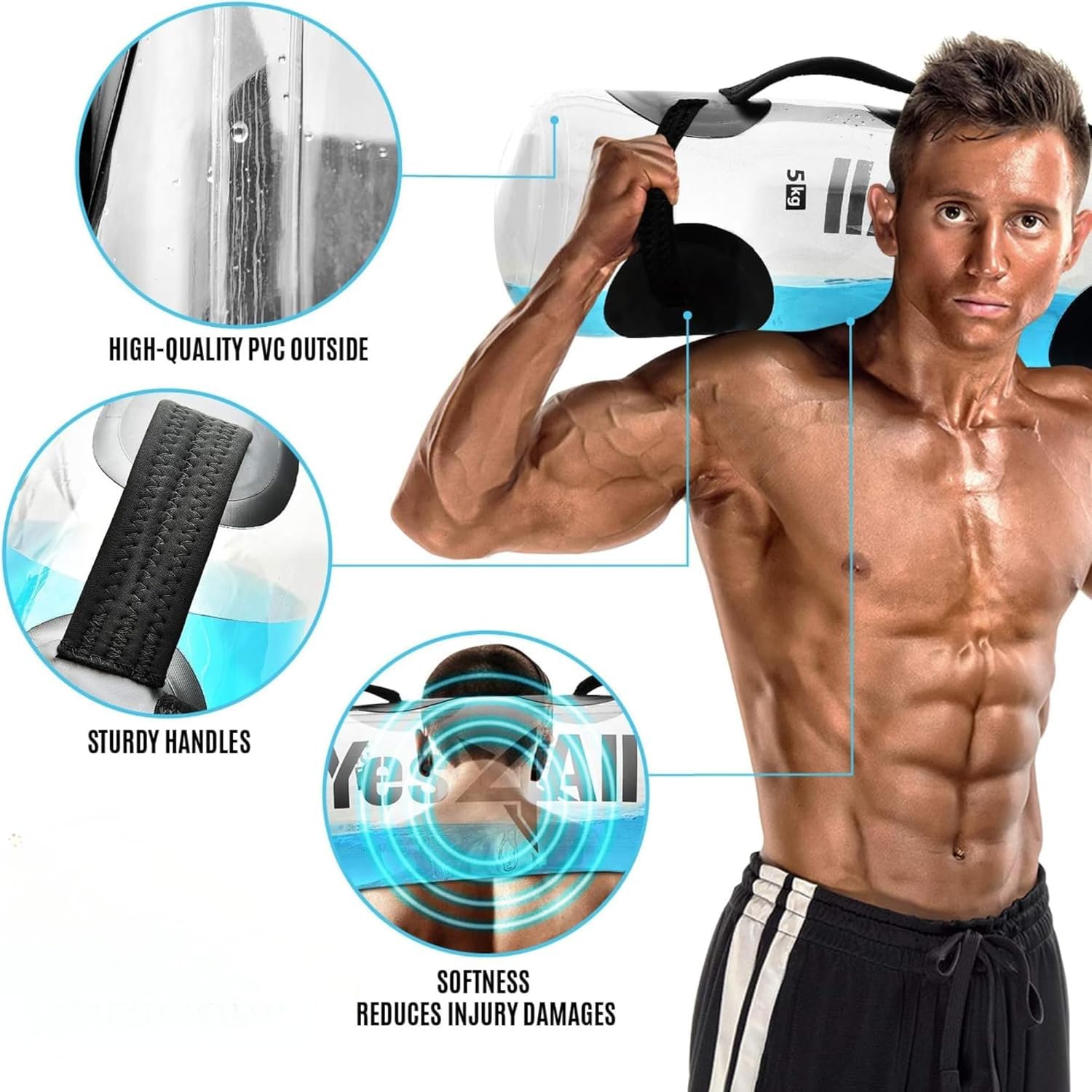 Yes4All aqua bag handle detail showing reinforced grips for secure lifts