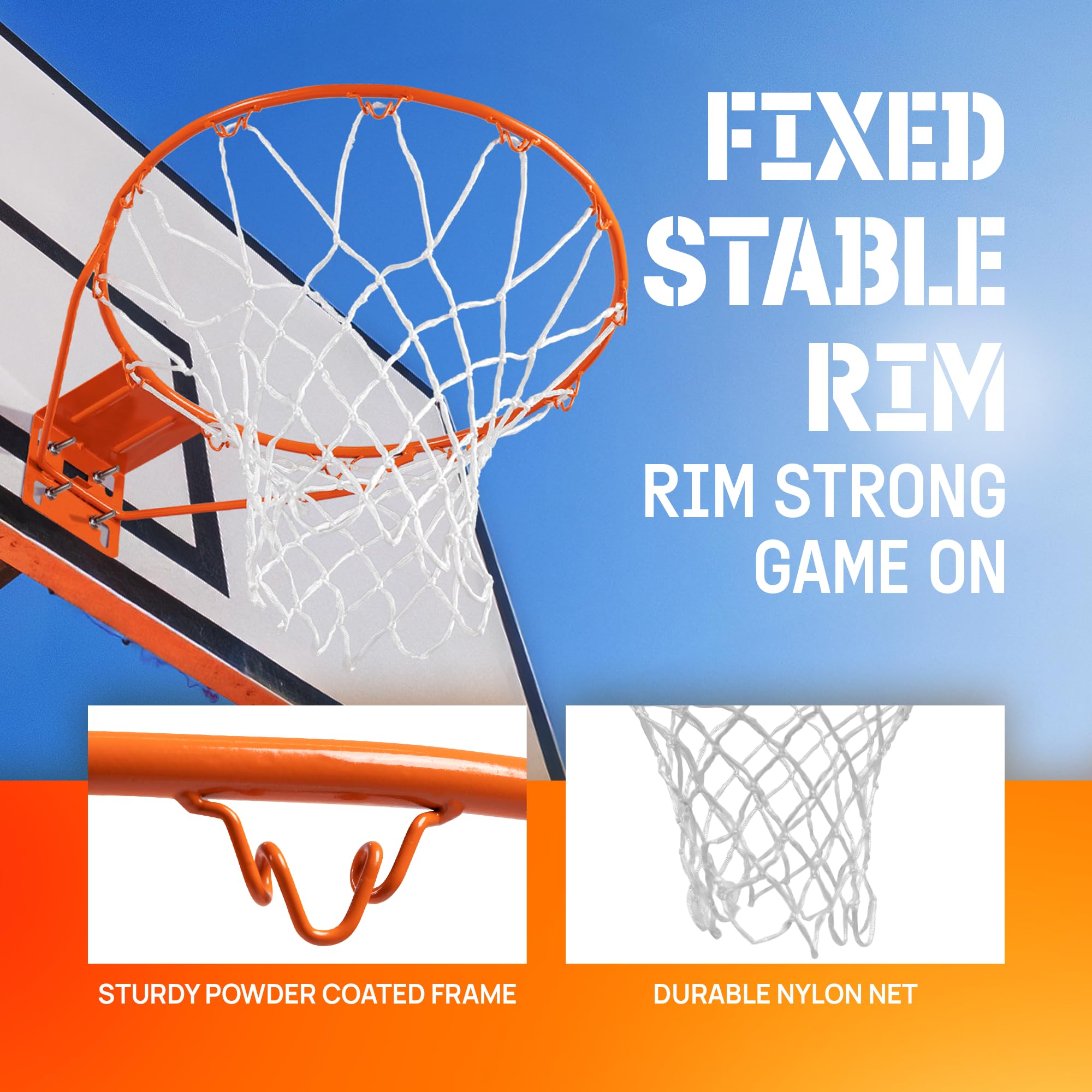 Yes4All backboard bolts attached to rim showing secure mounting hardware