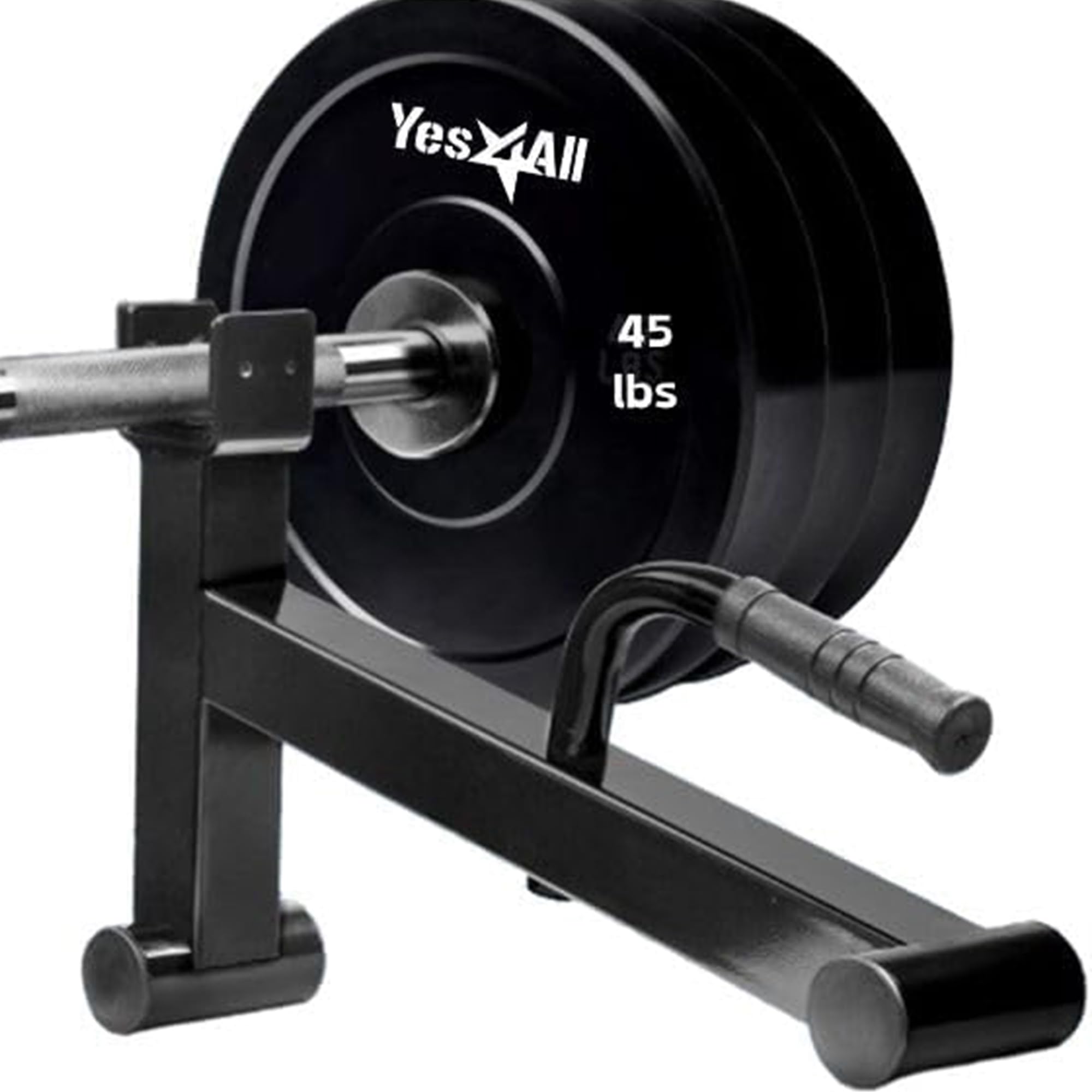 Yes4All jack lifting barbell while user slides weight plates on safely