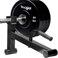 Yes4All jack lifting barbell while user slides weight plates on safely