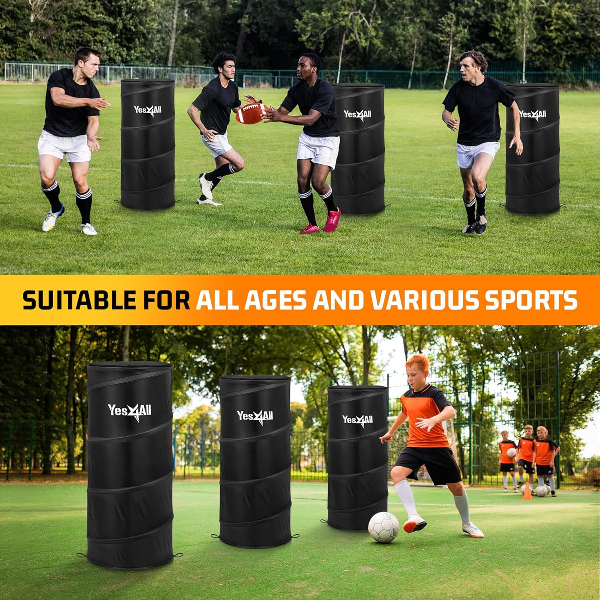 Yes4All weighted sandbag next to defender showing stability benefit