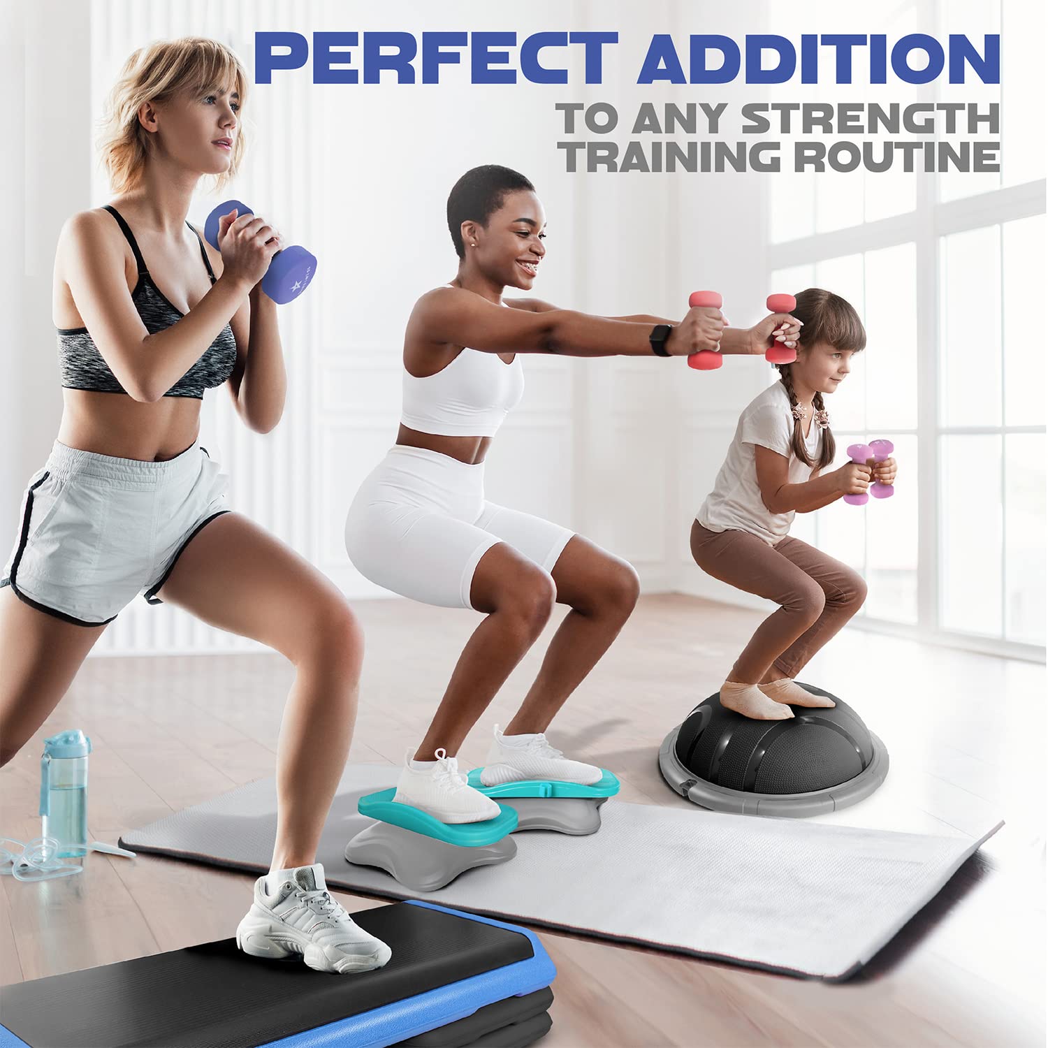 Yes4All dumbbells used in a squat demonstrating added resistance benefits