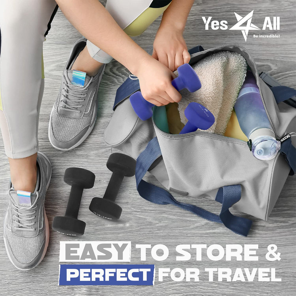 Yes4All pair packed in a gym bag illustrating portability and storage ease