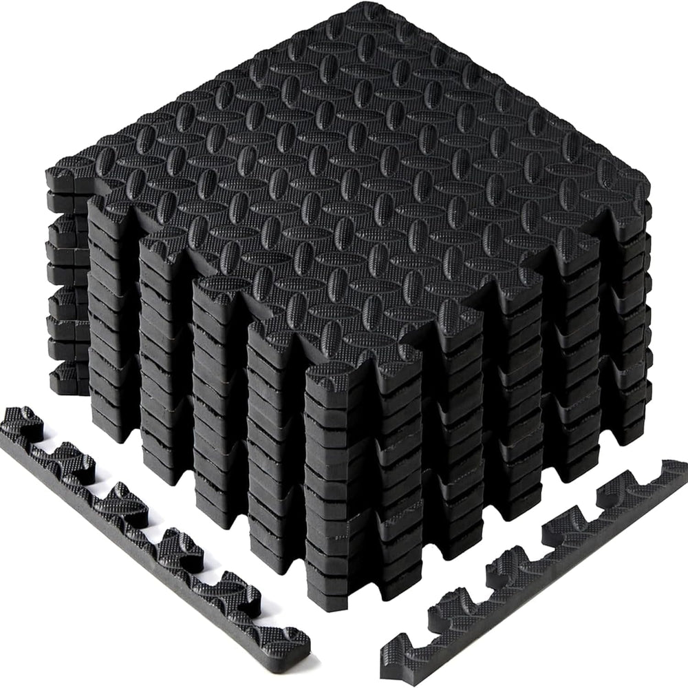 Yes4All front view of assembled 12-piece puzzle mat showing coverage and neat border finish