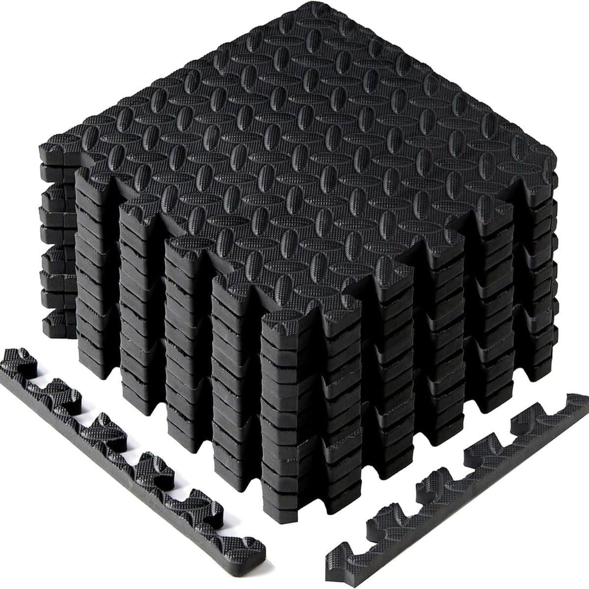 Yes4All front view of assembled 12-piece puzzle mat showing coverage and neat border finish