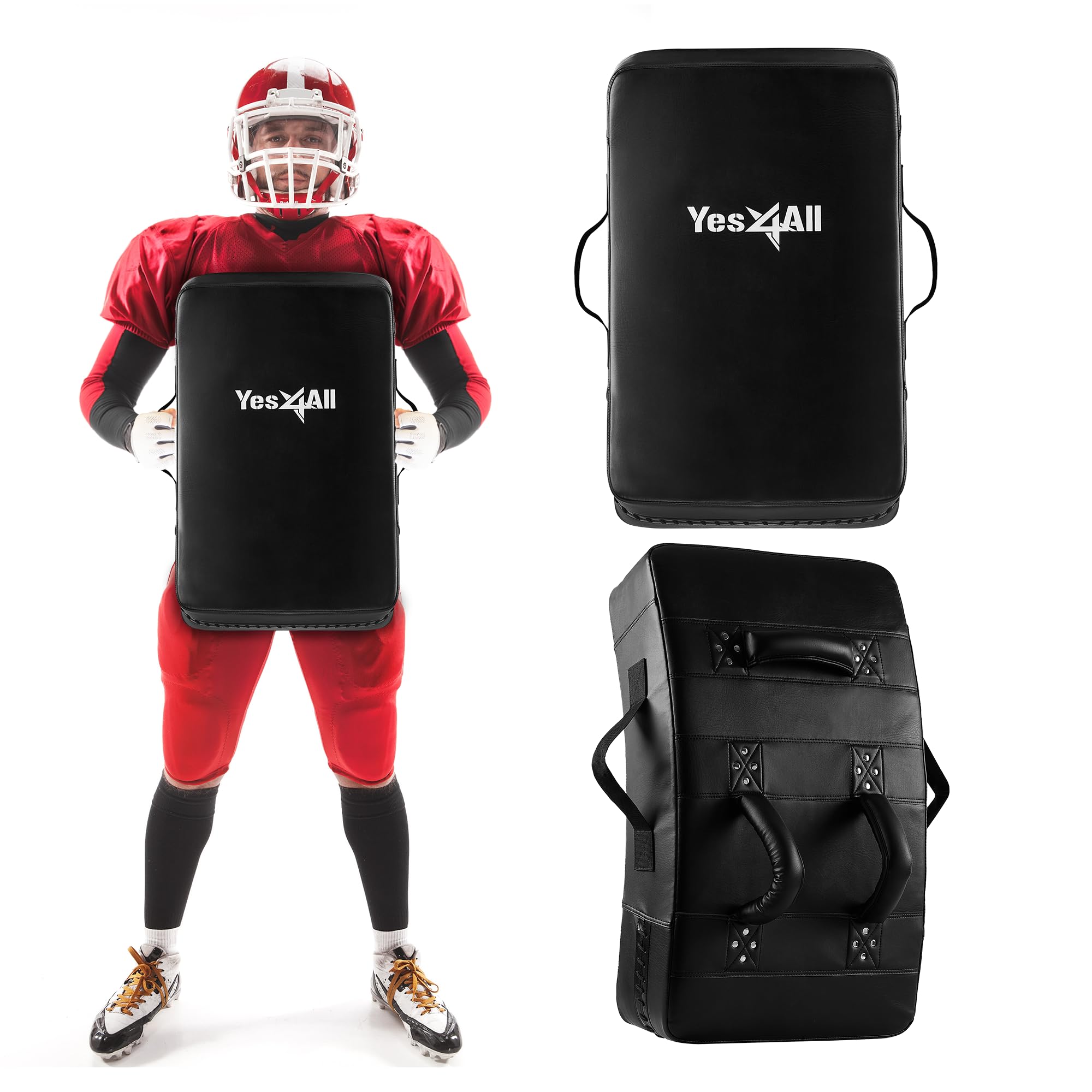 Yes4All front view of blocking pad showing durable PU leather and shape for reliable training