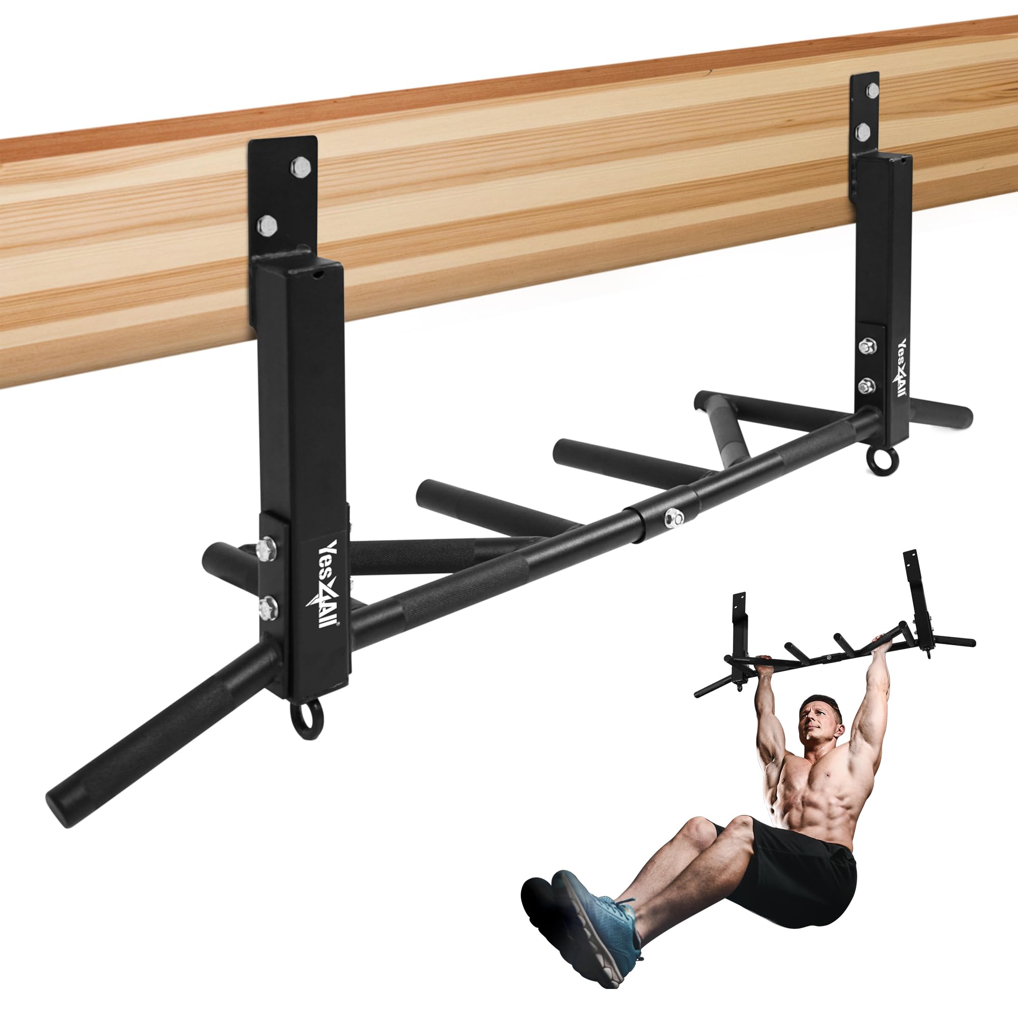 Yes4All front view pull up bar mounted showing sturdy installation benefit