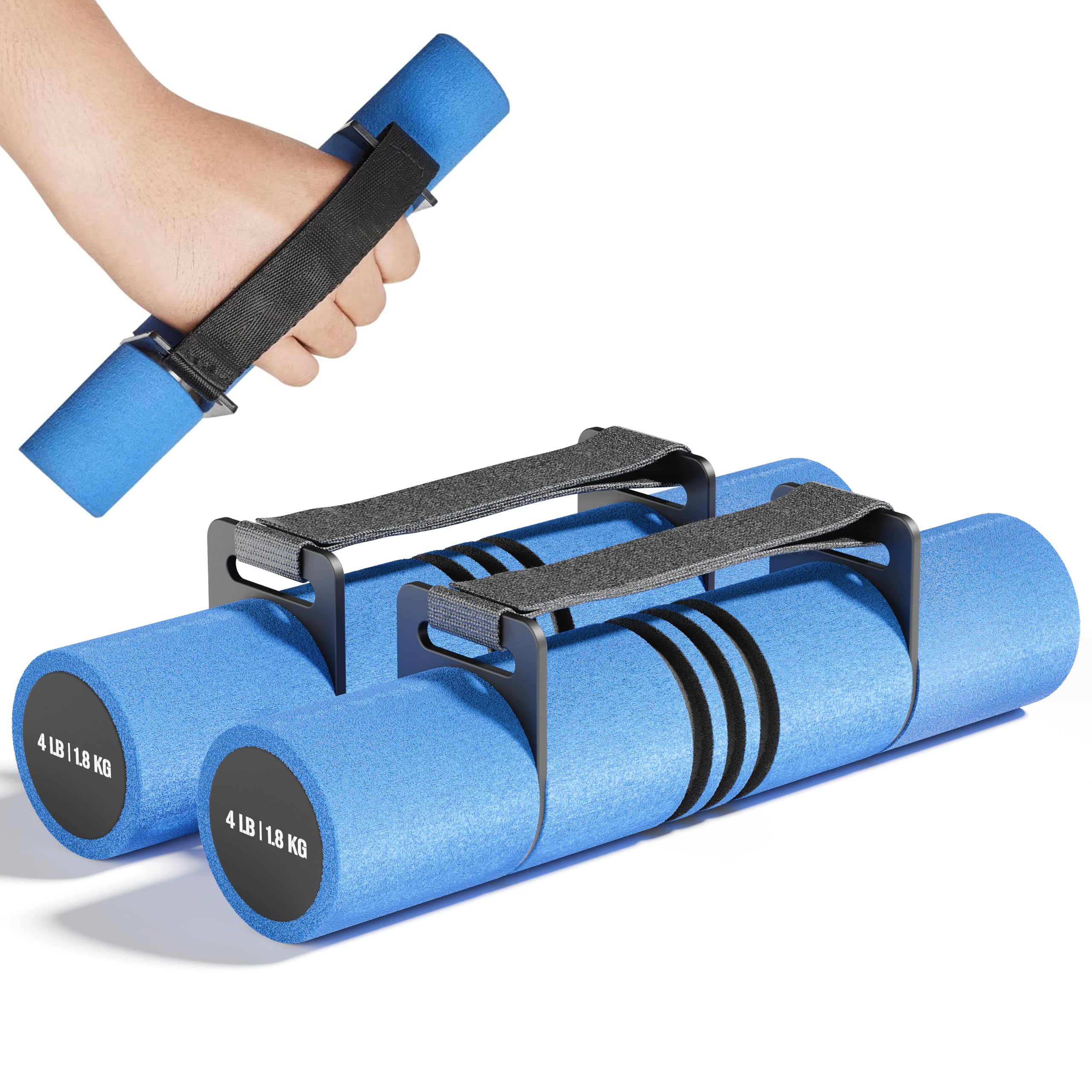 Yes4All front view showing compact hand weights and clear labeling for portability