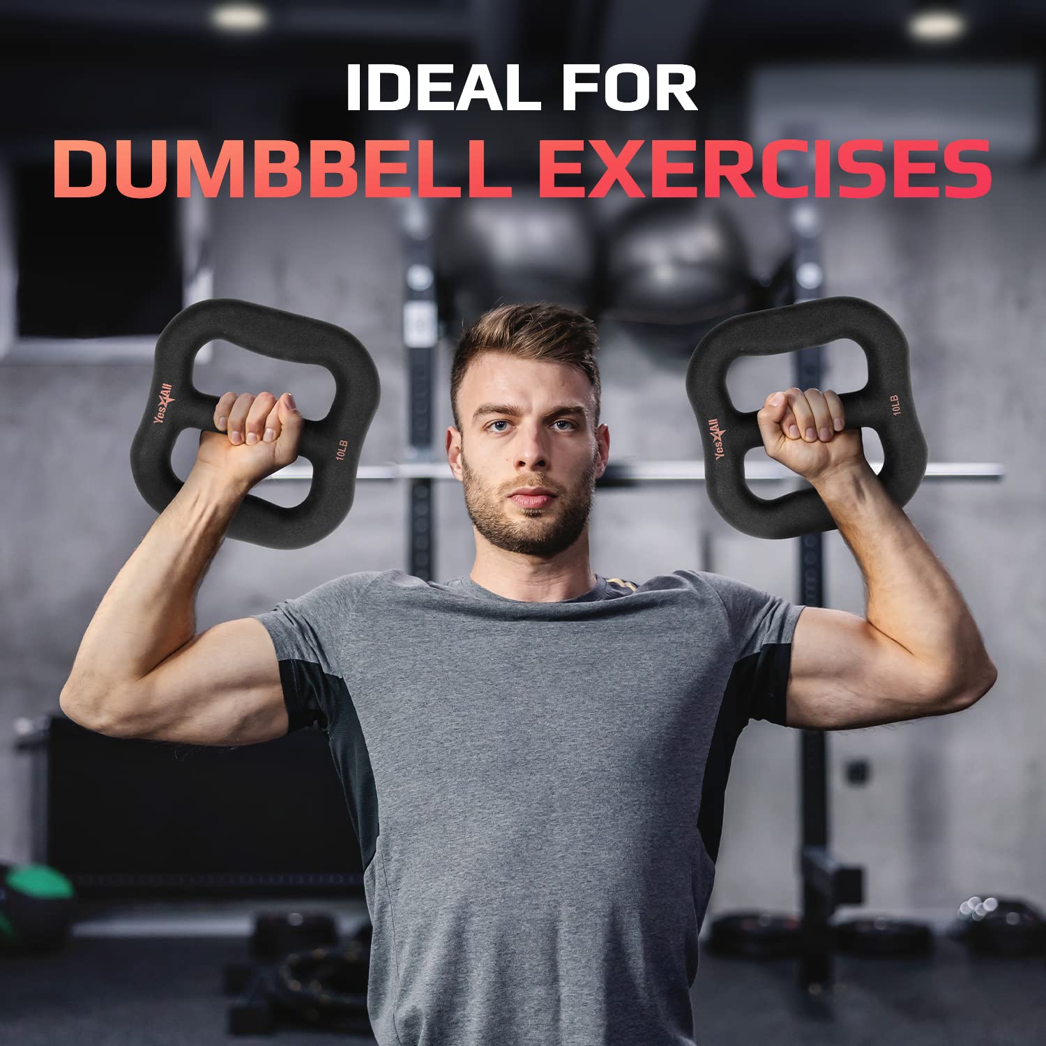 Yes4All in use performing goblet squat to show versatile kettlebell-style benefit