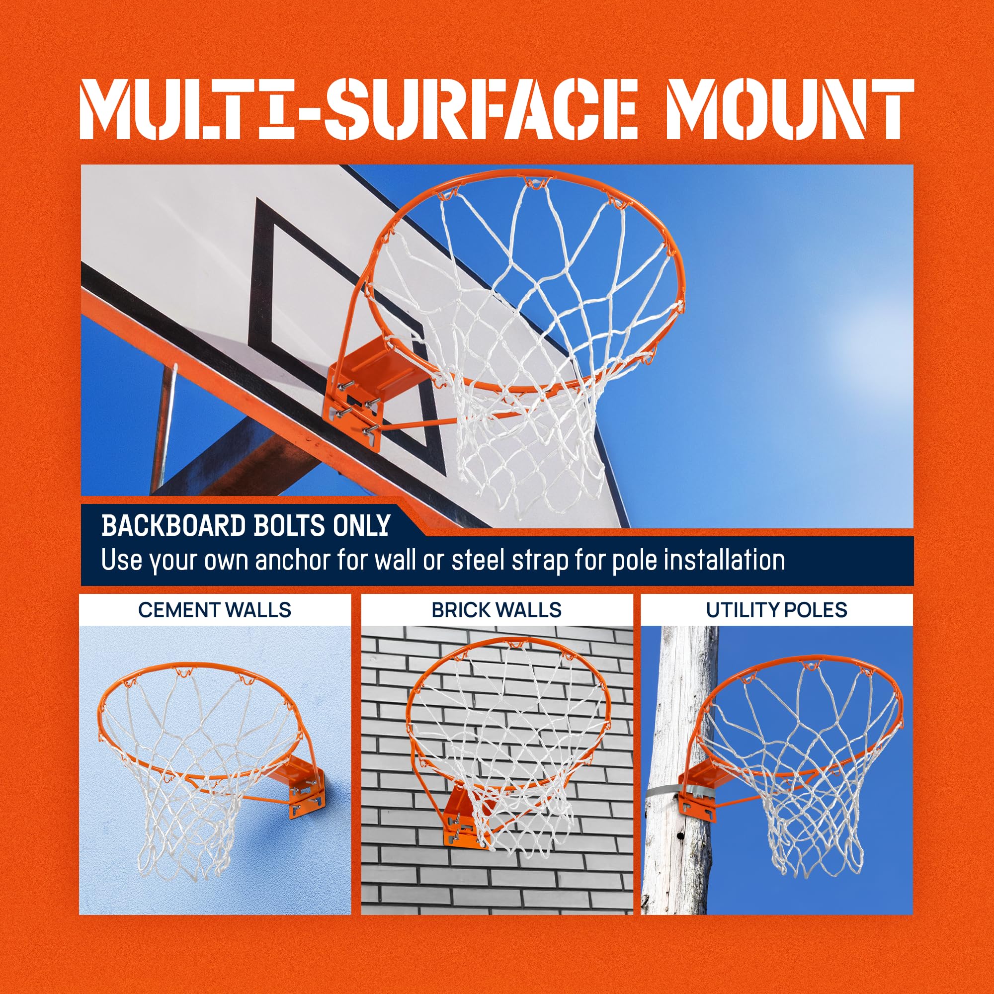 Yes4All driveway installation of rim showing outdoor-ready recreational use