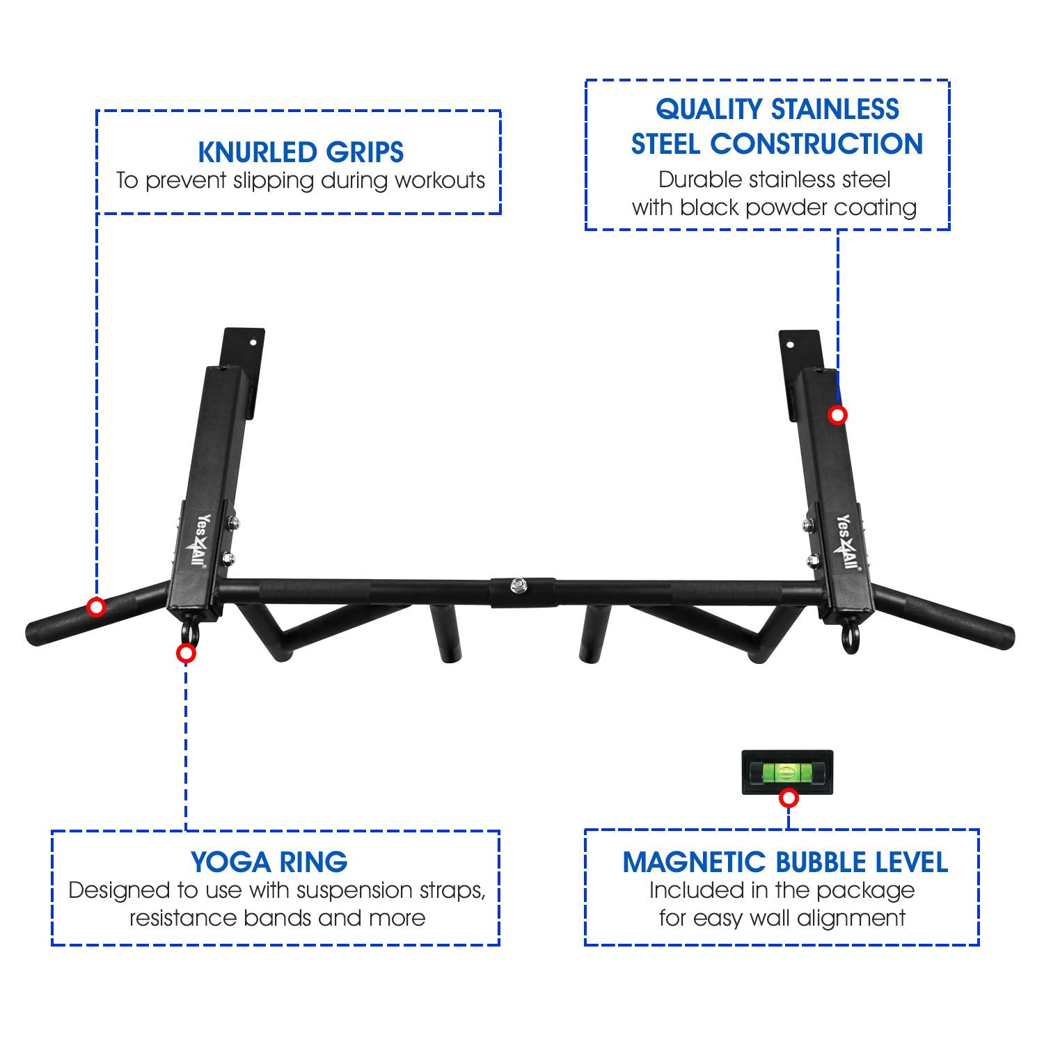 Yes4All magnetic bubble level detail enabling accurate, level installation