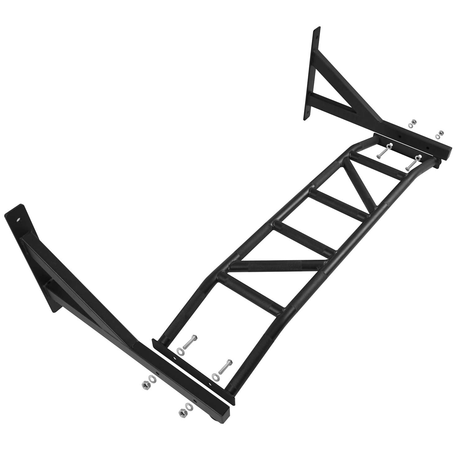 Yes4All pull up bar installed on stud wall using included hardware and magnetic level for correct alignment