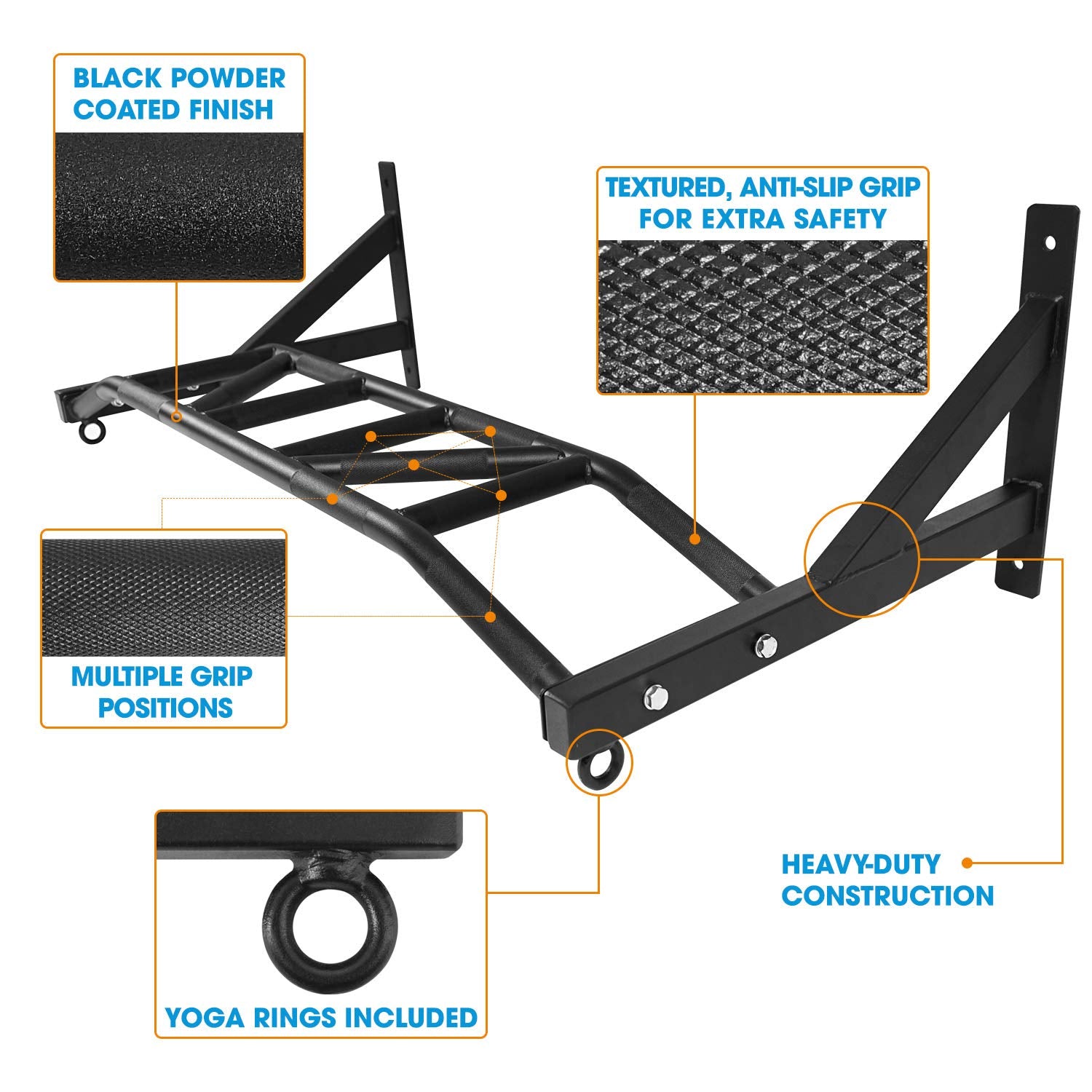 Yes4All pull up bar with yoga rings attached demonstrating suspension training versatility and added exercises