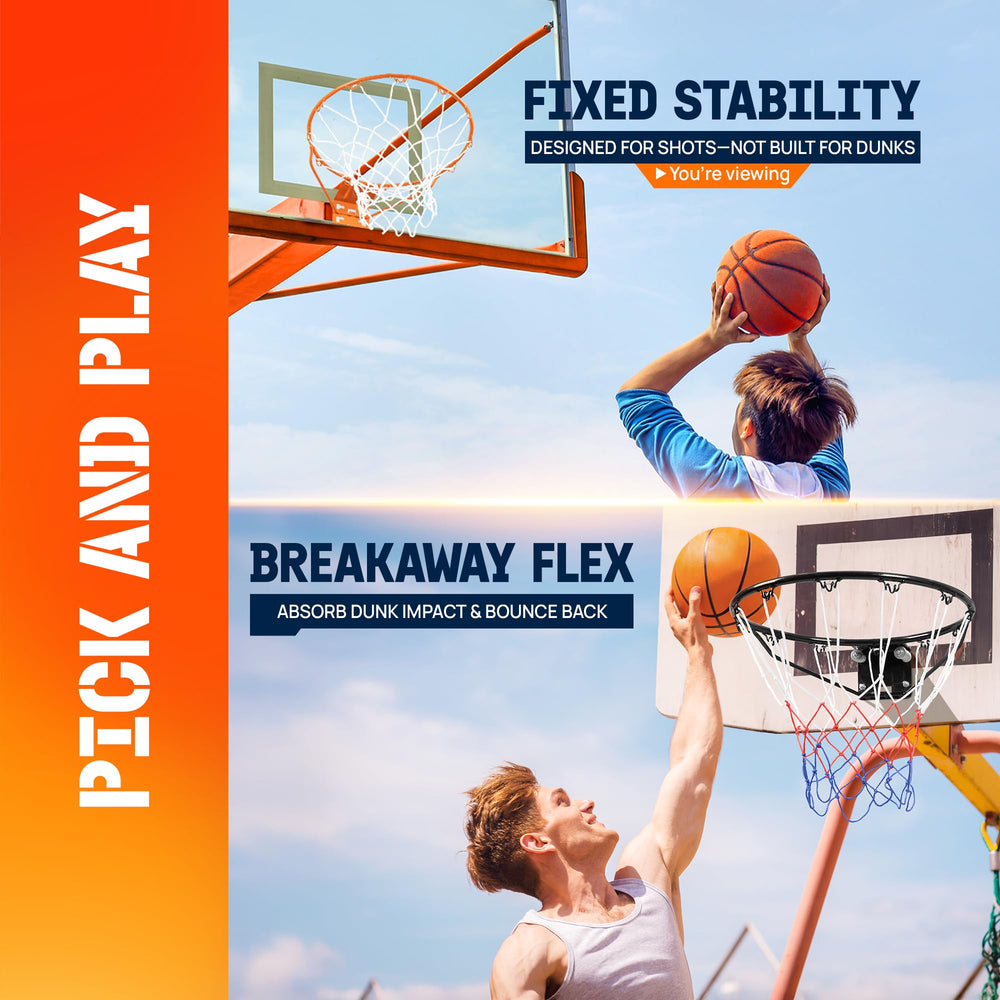 Yes4All rim next to basketball showing scale and correct 18-inch diameter