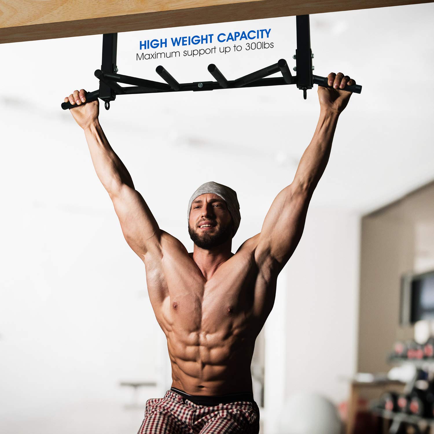 Yes4All size comparison with dumbbells showing compact gym footprint