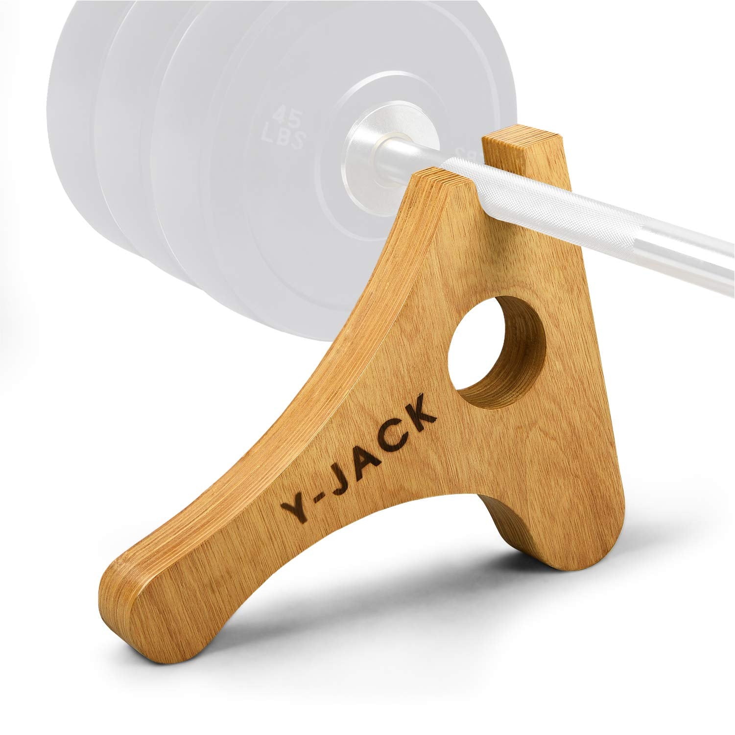 YES4ALL wooden Y-jack front view showing compact, sturdy design and easy transport benefit