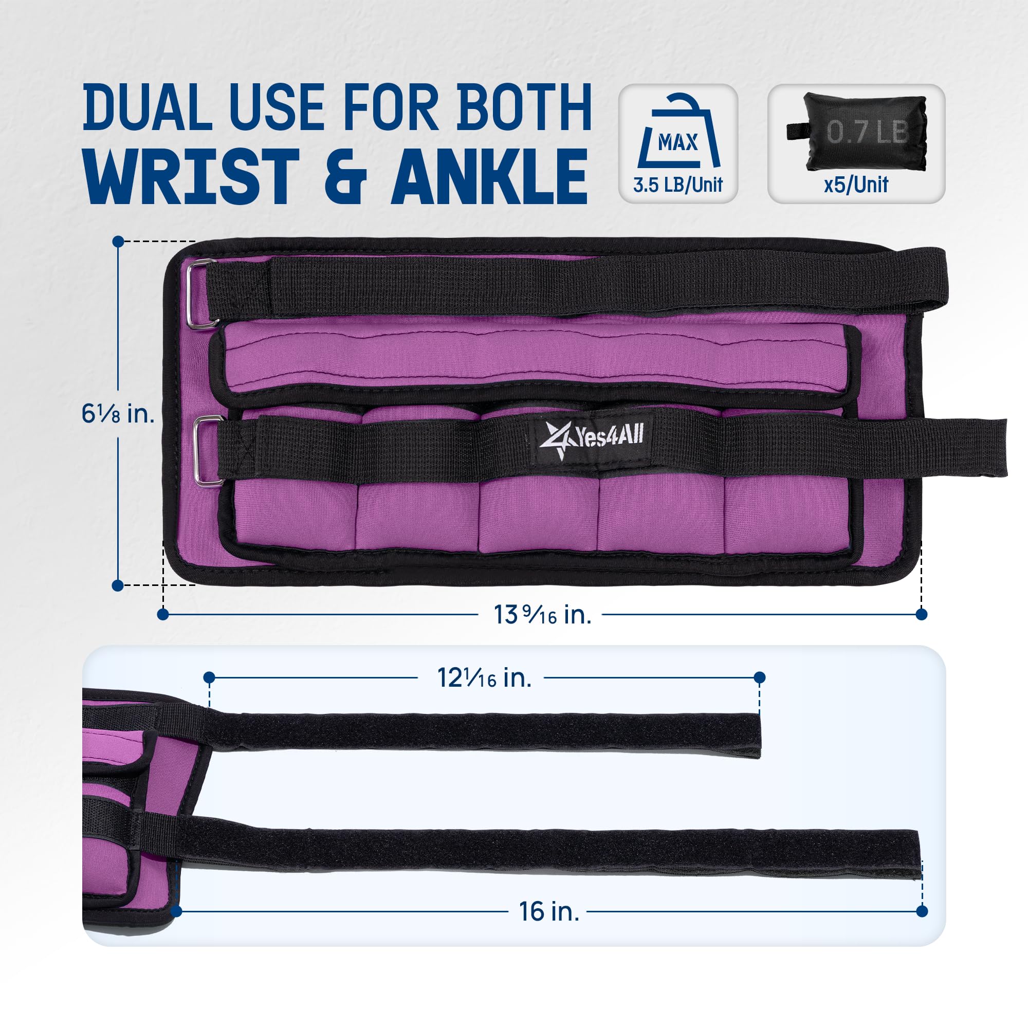 Yes4All open hook-and-loop flap showing easy access to removable sandbags for quick adjustments