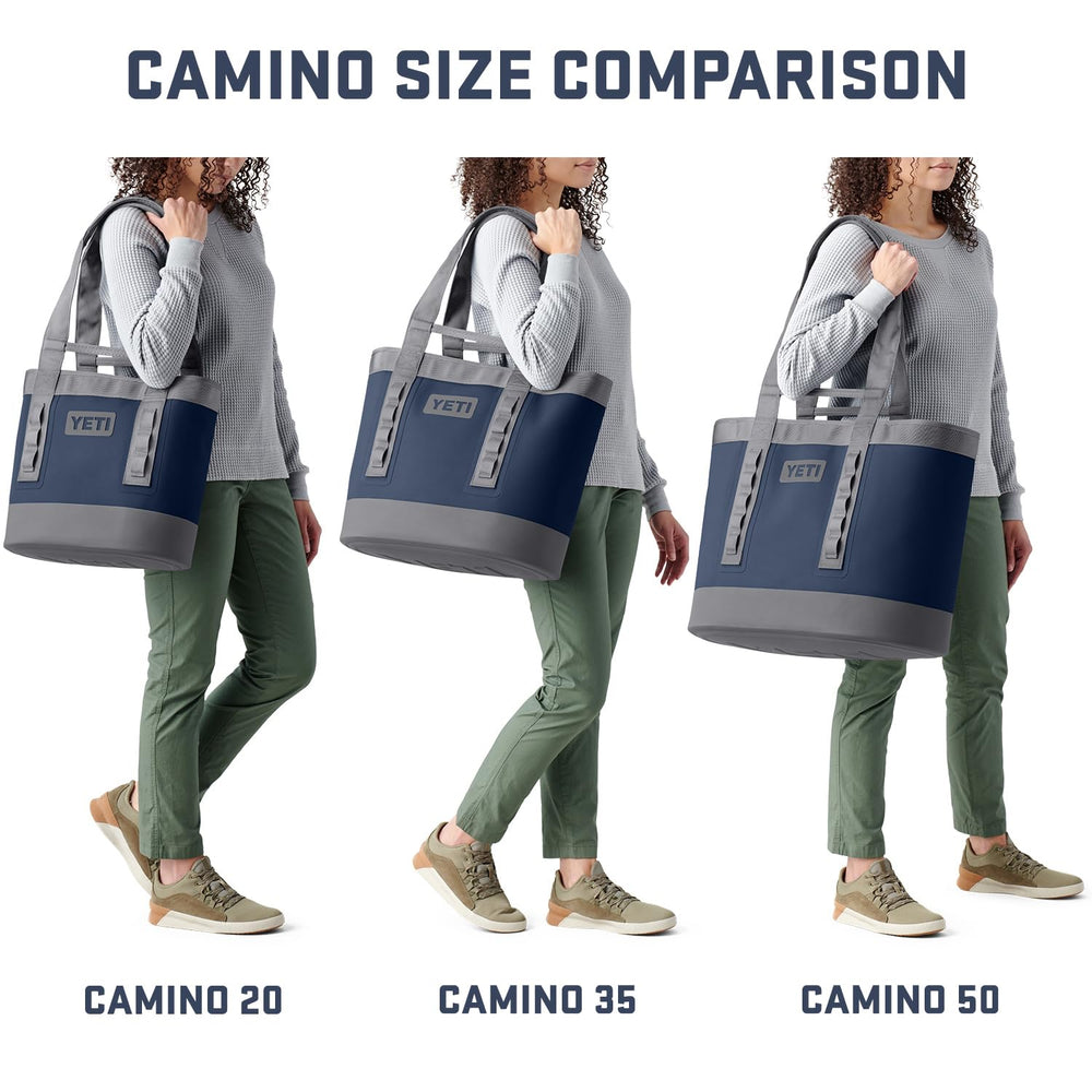 YETI Camino 35 on sandy beach lifestyle shot showing easy-clean performance