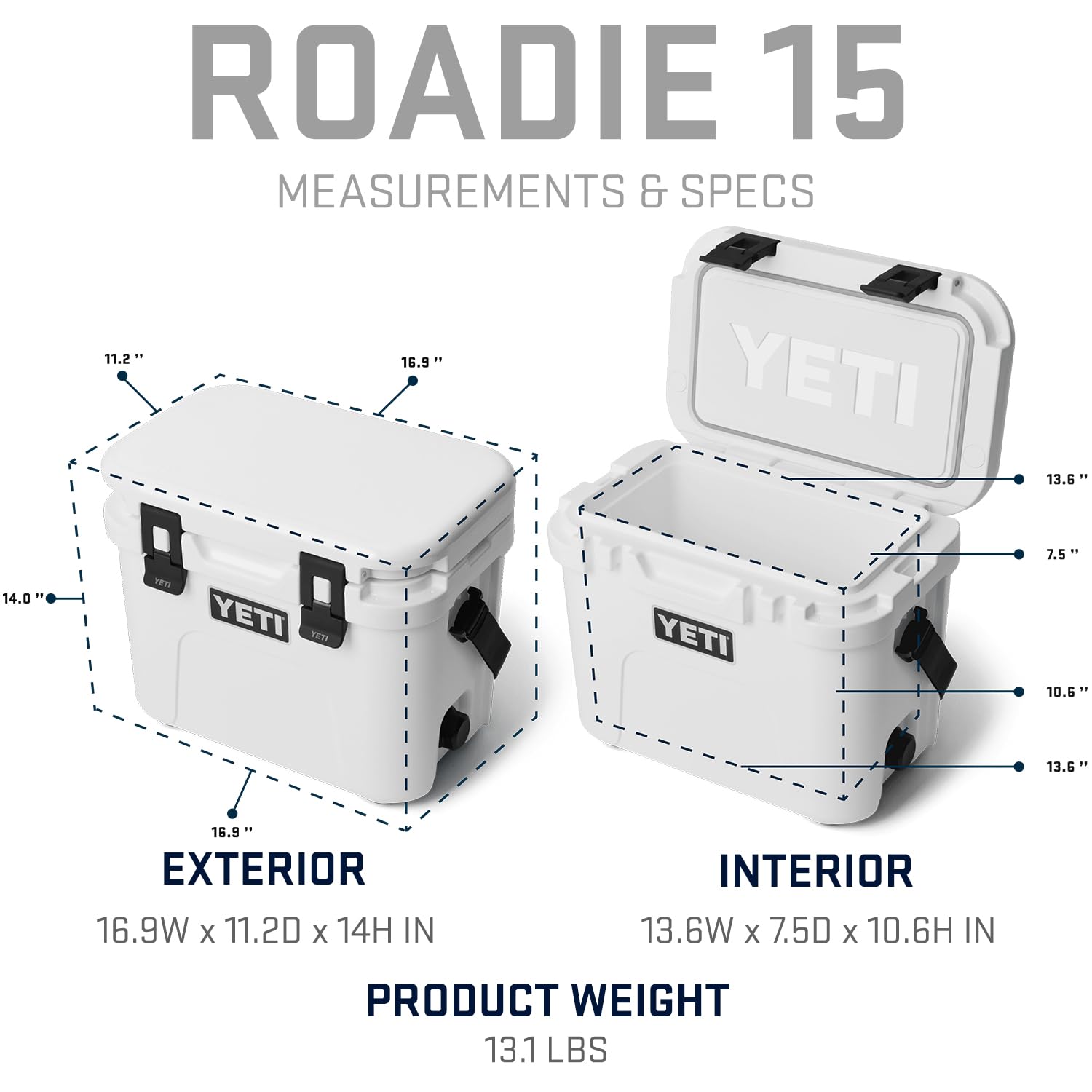 YETI Roadie 15 Bearfoot non-slip feet on boat deck preventing sliding