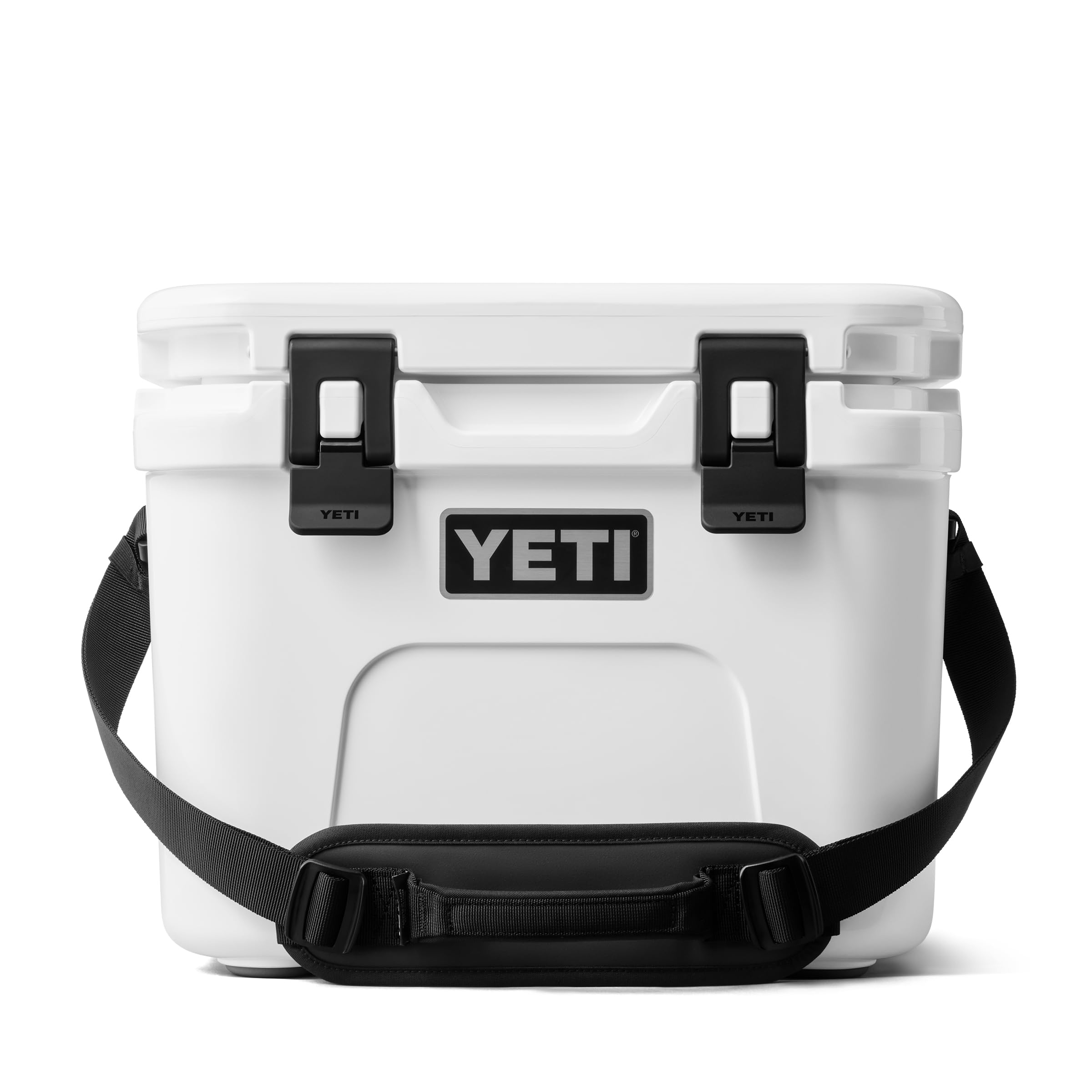YETI Roadie 15 front view showing compact rugged cooler and white finish