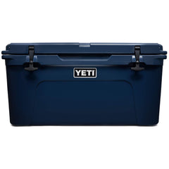 YETI Tundra 65 front view showing size and navy finish for durable outdoor use