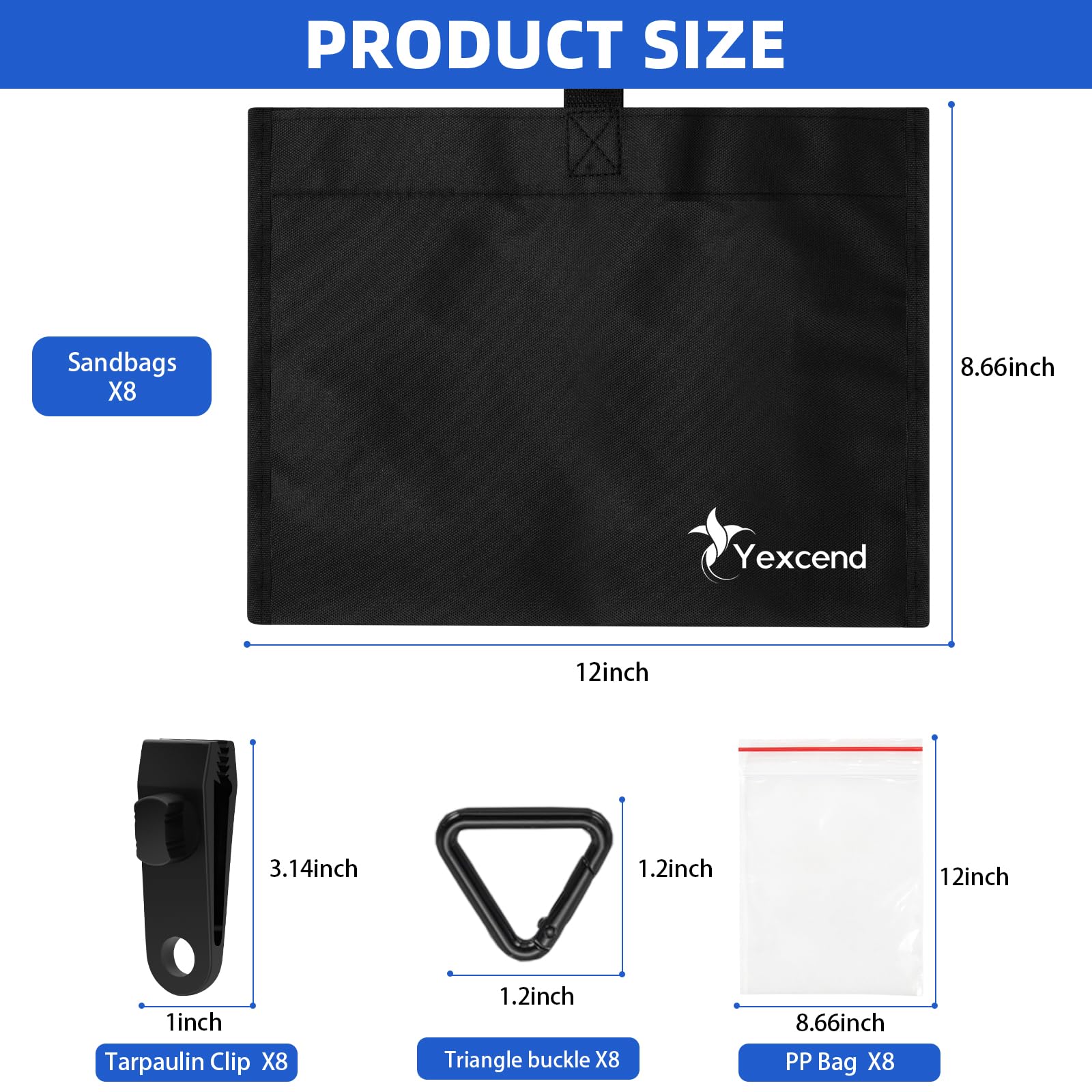 Yexcend sandbags attached to boat cover illustrating wind protection benefit